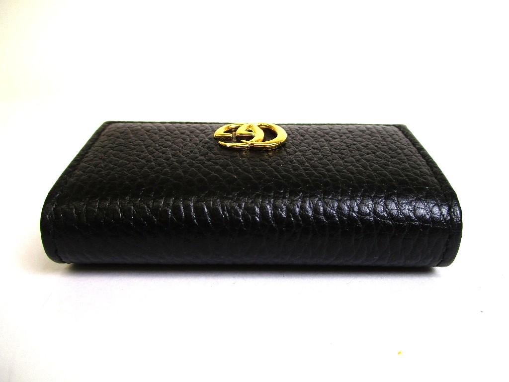Оригинальный GUCCI Double G GG Черная Кожа Золото H/W 6 Фото Брелок #b092 Открытая коробка