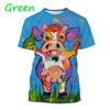 Fashion 3D T-shirt Personality Oil Painting Cow Face Graphic T Shirts Short-sleeved Animal Printing Tees Tops Casual Oversized Mens Tshirt