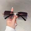 Luxury Brand Designer Vintage Rimless Square Sunglasses Women For Men Pink Sun Glasses Trend Punk Popular Metal Shades Uv400