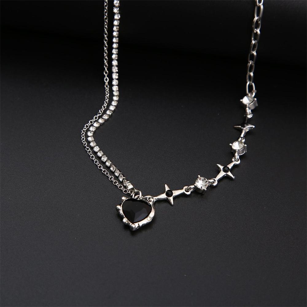 SUMENG 2024 Фиолетовый Розовый Черный Кристальный Кулон Сердце Ожерелье Сладкая Крутая Девушка Панк Ключица Цепочка Для Женщин Модные Ювелирные Изделия Подарки