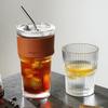 Высокий профиль горизонтальный стеклянный стакан с трубочкой вертикальный стакан с крышкой стакан для воды чашка американо латте со льдом