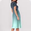 Women's Dress V Neck Sleeve Summer Dress Pleated Elastic Waist A-Line  Dress