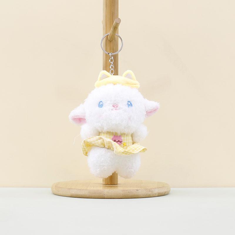 Charming Pink And Yellow Flower Dress Sheep Plush Doll Ideal For Keychain Decoration