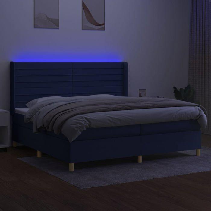 Maison Exclusive - Sommier à lattes de lit et matelas et LED Bleu 200x200 cm Tissu