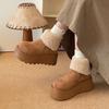 Женские зимние плюшевые теплые пушистые короткие ботинки на толстой подошве, увеличивающие рост, модные уродливо-милые ботинки с большой головой из хлопка