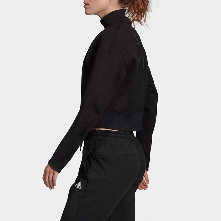 Adidas Женская толстовка с круглым вырезом на спине и принтом в виде лодочки, повседневная, удобная, спортивная, черная EA0417