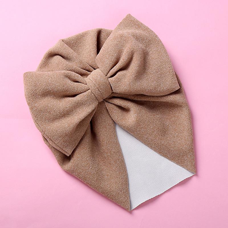 Новая однотонная детская шапка-тюрбан с большим бантом, милая шапочка для младенца, эластичная повязка на голову-бандана для новорожденных, головной платок, шапочка, детские аксессуары для волос