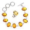 Citrine Quartz Gemstone Women's Unisex Jewelry Bracelets & Rings 7-8''