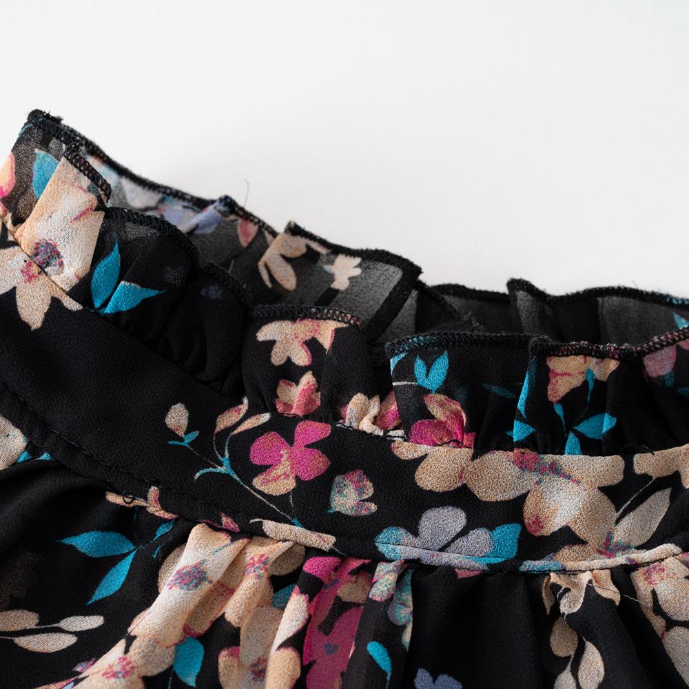 Женские осенние полувысокие блузки с рукавами-фонариками, темпераментные пригородные блузки с цветочным принтом, топы