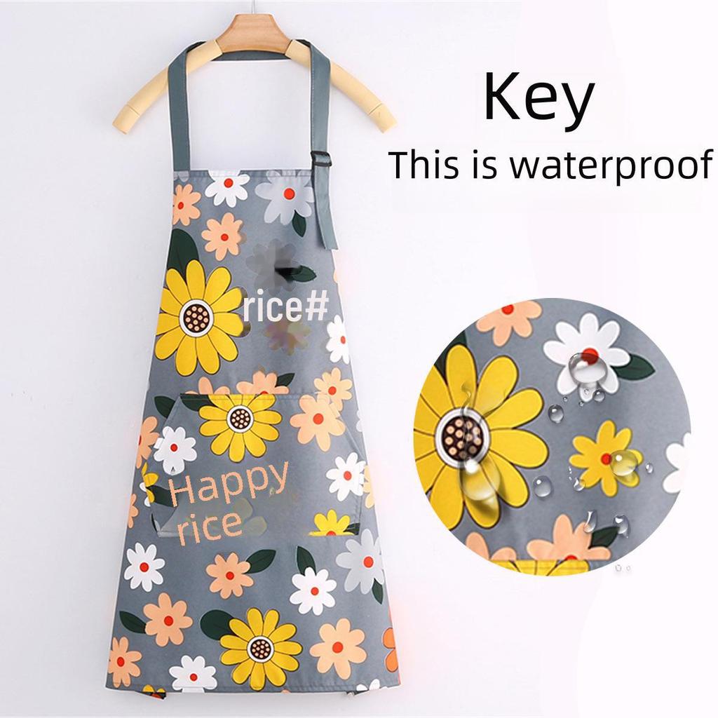 Летний женский регулируемый фартук полудлины с дышащим, водонепроницаемым и маслостойким поясом