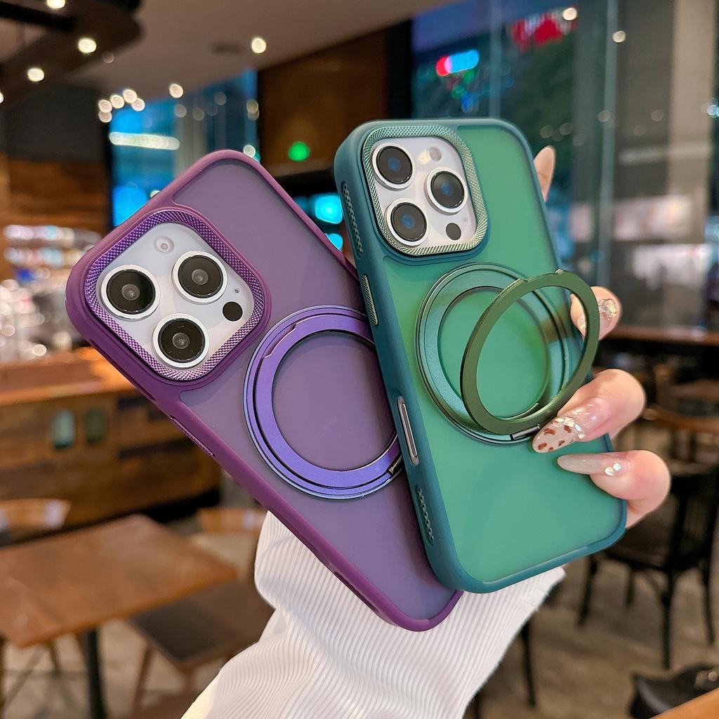 Applicable To Apple 16proMax Matte Rotary Bracket Mobile Phone Case IPhone 15 Magnetic 14 Anti-fall Protection Case
