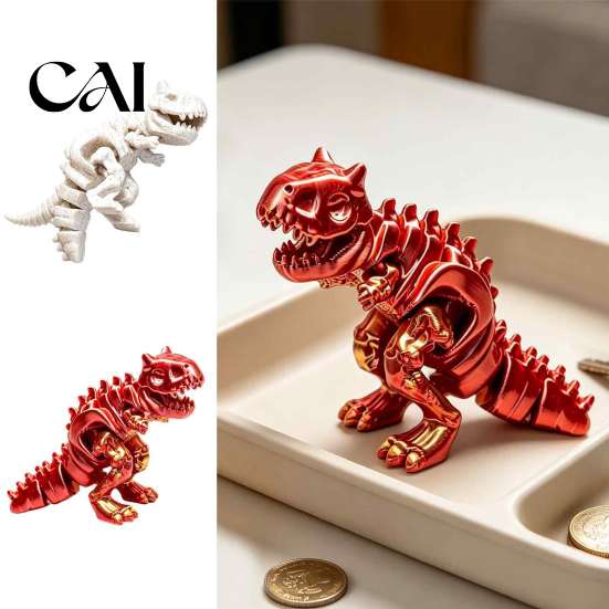 Dinosaur Collection Accessory 3D Printed Carnotaurus Ornament, Articulated Skeleton Model for Detailed Sculpture Home Office Desk Decoration,