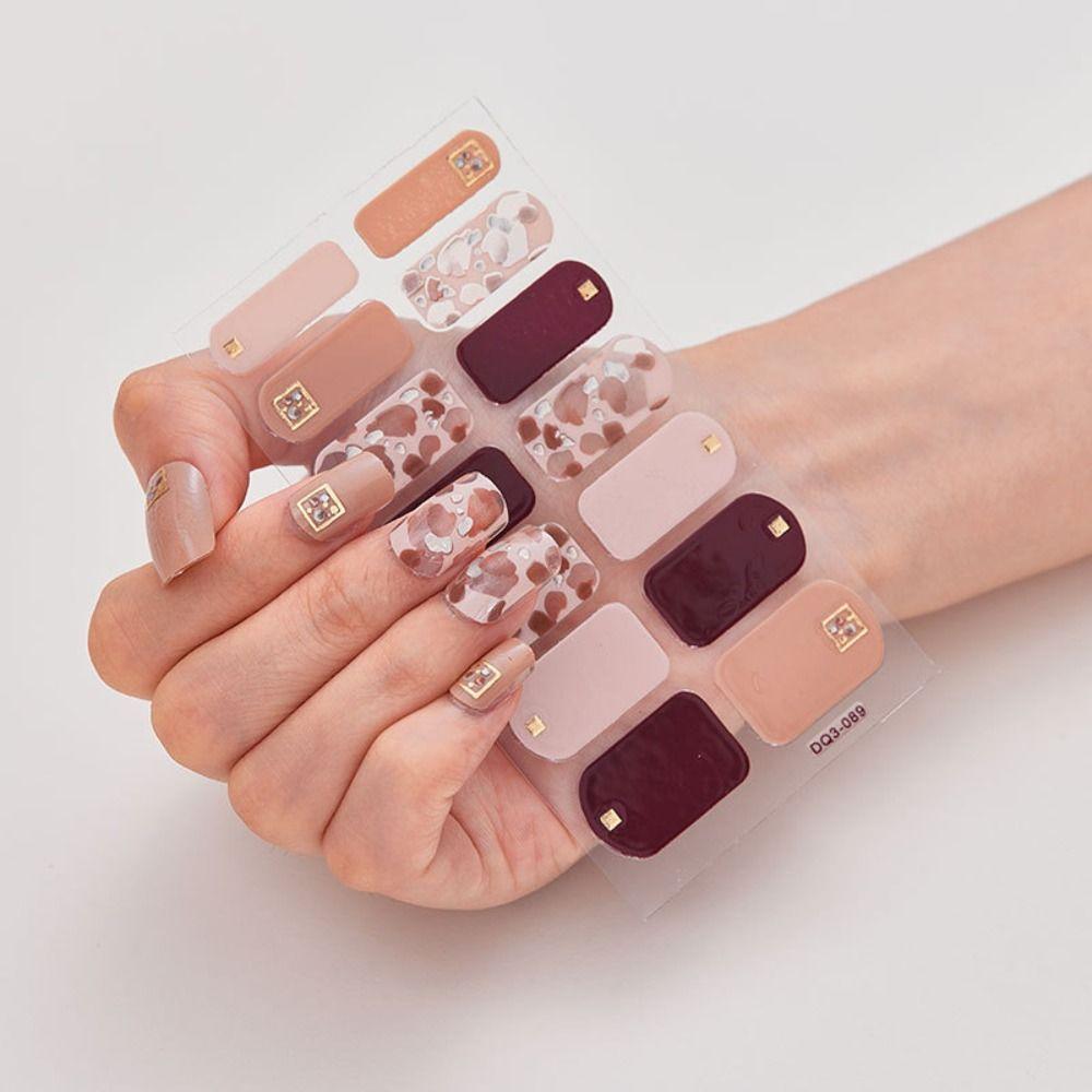 1 лист/14 шт., полоски для гель-лака для ногтей, блестящие наклейки для дизайна ногтей, изготовление ногтей своими руками