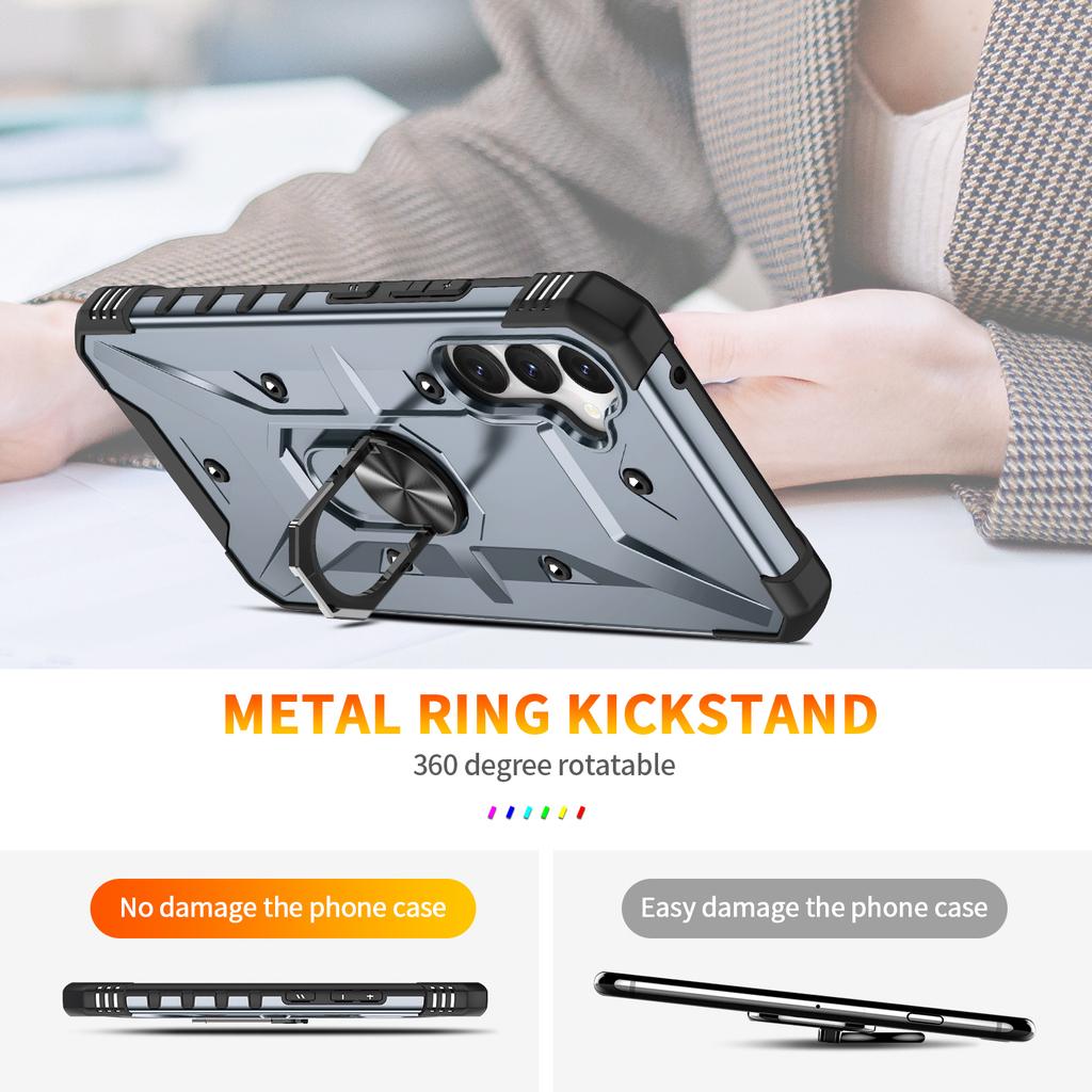 Для Samsung Galaxy S24 чехол PC+ TPU кольцо подставка магнитное крепление для автомобиля чехол для телефона