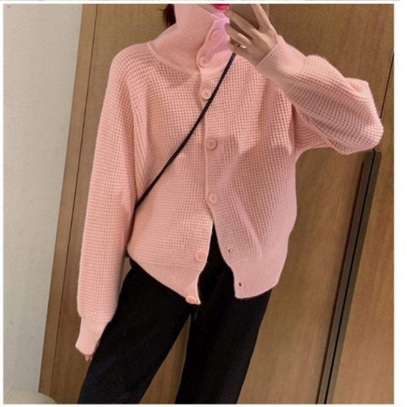 Свободный вязаный кардиган с отворотами Lazy Wind, женский осенний свитер