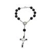 Fashion Simple Dangle Cross Bracelet Black Beads Jesus Pendant Bracelet for Women Anniversary Couple Jewelry Presents