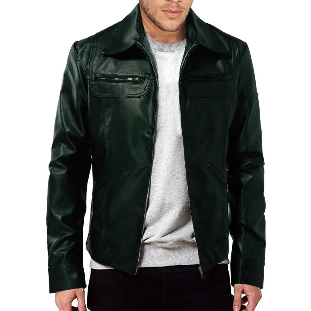 Мужская куртка из искусственной кожи с лацканами из искусственной кожи