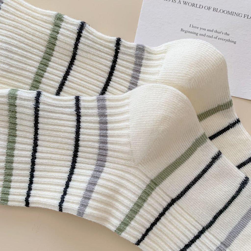 Мультяшная вышивка щенка, милые носки, женские осенне-зимние носки средней длины, корейские полосатые хлопковые вязаные эластичные длинные носки