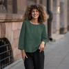 Женская повседневная однотонная свободная блузка с круглым вырезом и рукавом 3/4