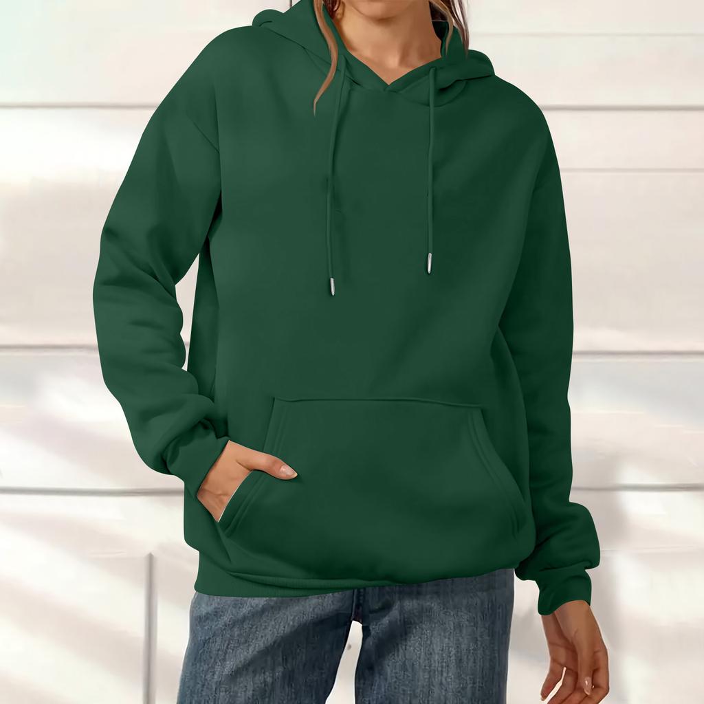 Women's Fashion Solid Color Casual Long Sleeve Hoodie