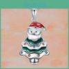Christmas Santa Geometric Pendant Necklace Inlaid Alloy Holiday Celebration