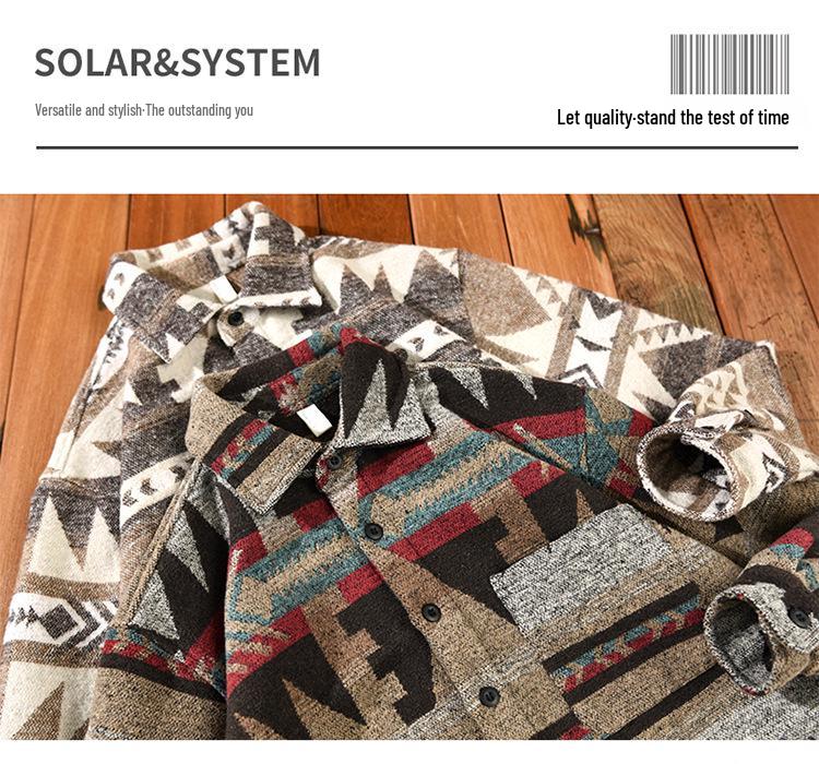 Мужская винтажная фланелевая куртка-рубашка с длинным рукавом и цветочным принтом