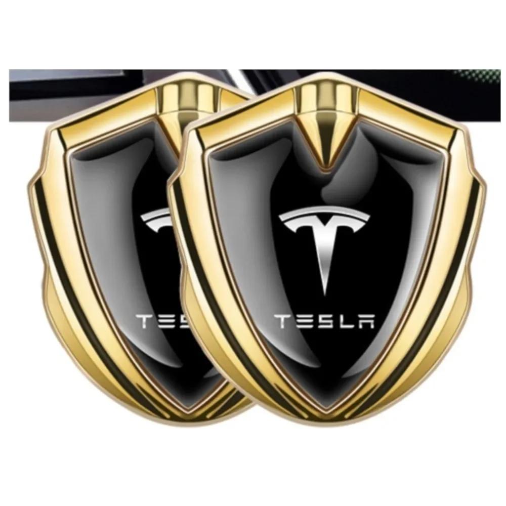 Автомобильная наклейка Tesla 1/2 шт. 3D Металлические наклейки на кузов автомобиля Индивидуальные значки Декорация Автоаксессуары Для Tesla Model 3 Y X S Roadster Cy