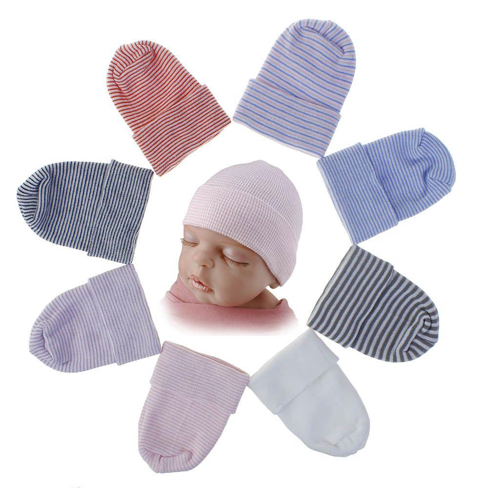 Cotton Nursery Cap Infant Striped Fetal Hat Newborn Hospital Cap Beanie Hat Baby Boy Girl Hat