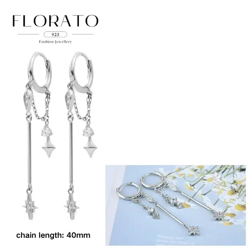 FLORATO серьги из стерлингового серебра 925 пробы серьги-цепочки с подвеской-кисточкой серьги с цирконием серебряные серьги для женщин тренд Роскошные свадебные украшения