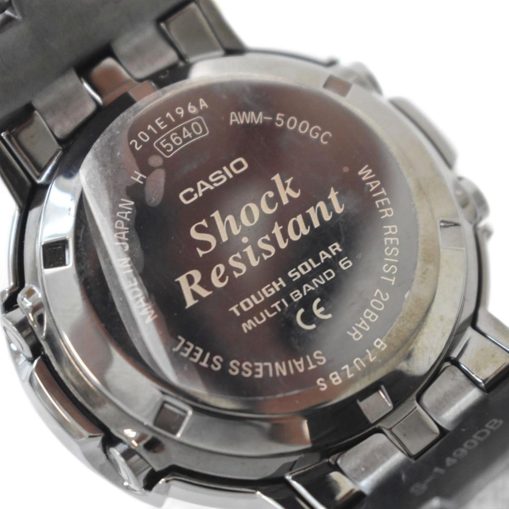 Casio PORTER Солнечные полностью металлические часы Черные G-SHOCK Аналого-цифровые AWM-500GC Мужские