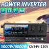 5000W/6000W Modified Sine Wave Inverter Voltage Transformer DC12V/24V To AC 220V Car Power Inverter LCD Luminous 4 USB