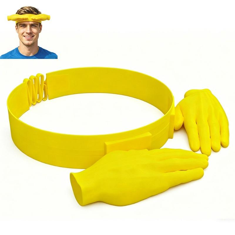 2026 Yellow Two Plam Hands-Free Sun Visor Headband Summer Caps Outdoor 3D Printed Plastic Creative Sun Hat Party Decoration Hat