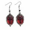Винтажные серьги-подвески с камеями в виде крестов, готическая бижутерия красного и черного цветов