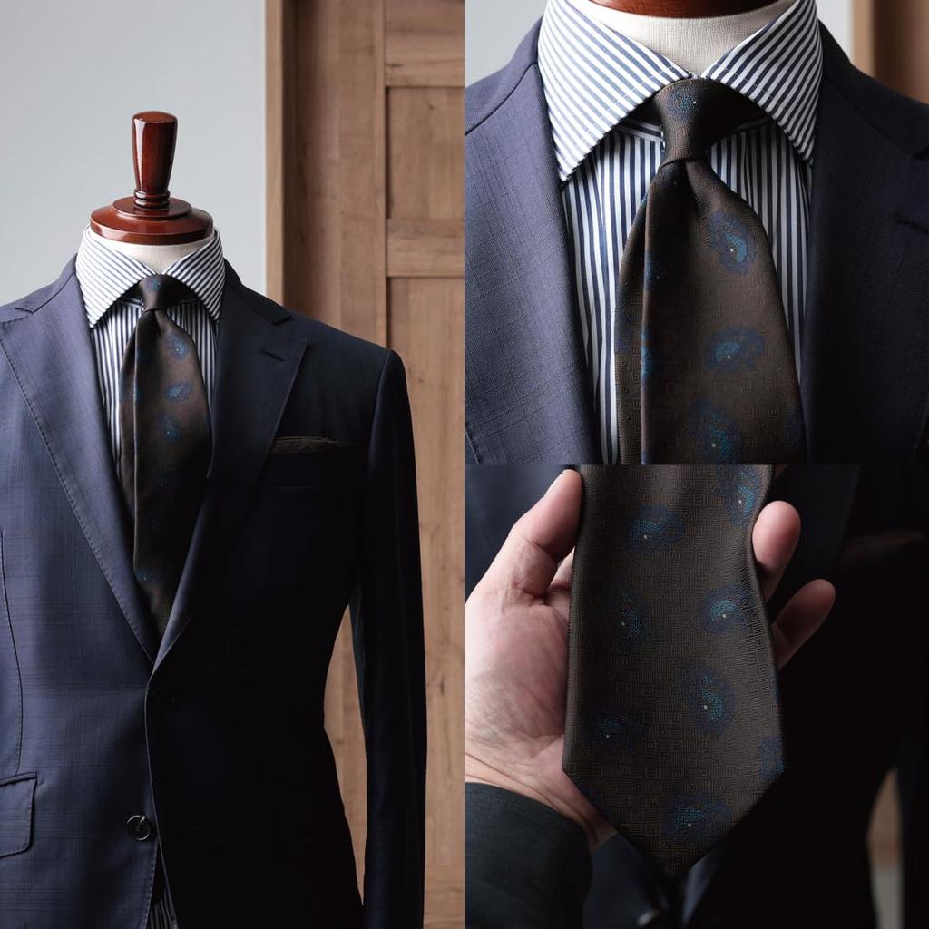 [Y&TAILOR] Галстук, Сделано в Киото, Сделано в Танго, Крупный Узор, Квадратный, Мелкий Узор, Серия с Пейсли-плетением, 100% Шелк, Высококачественный, Сделано в Японии,