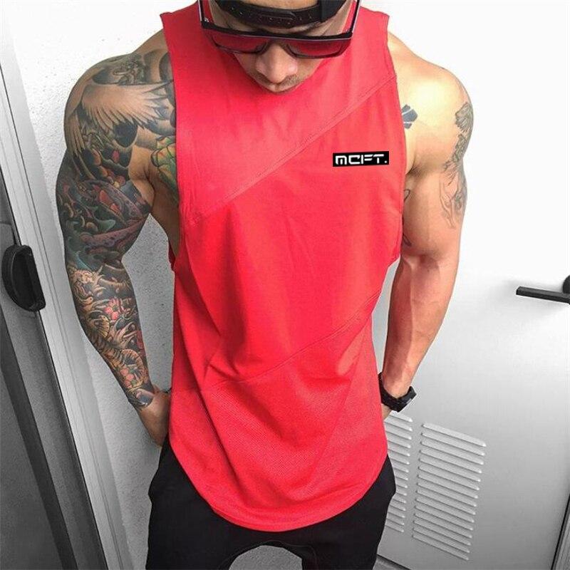 Muscleguys Printed Cotton Gym Clothing Men Fitness Singlets Bodybuilding Stringers Tank Top Men Workout Vests Sportswear Sleeveless T-Shirt
