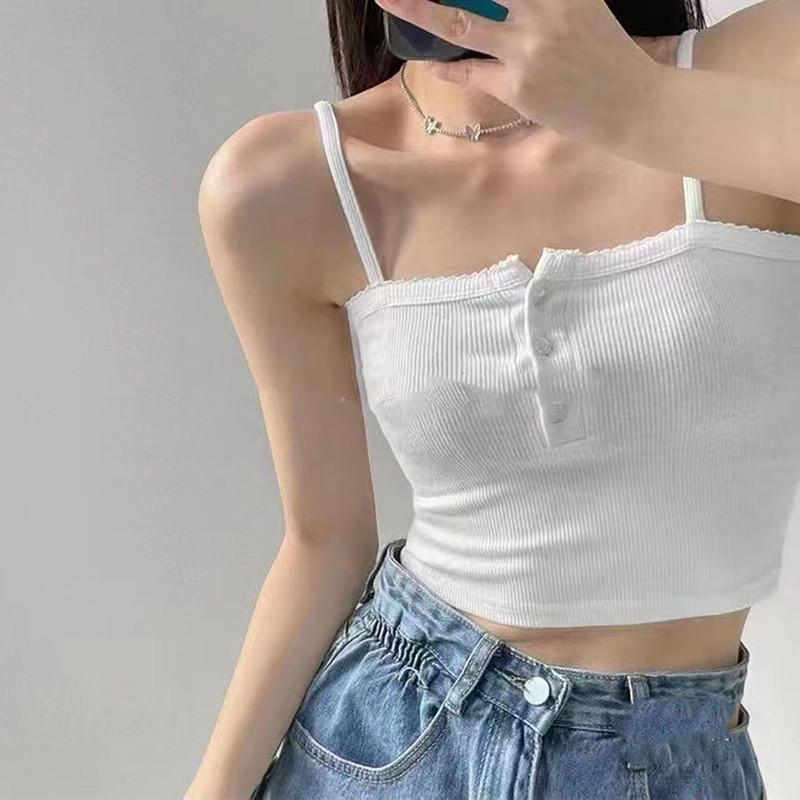 Новый летний женский кружевной вязаный жилет на бретелях, нижнее белье, сексуальный топ с открытым пупком для горячей девушки