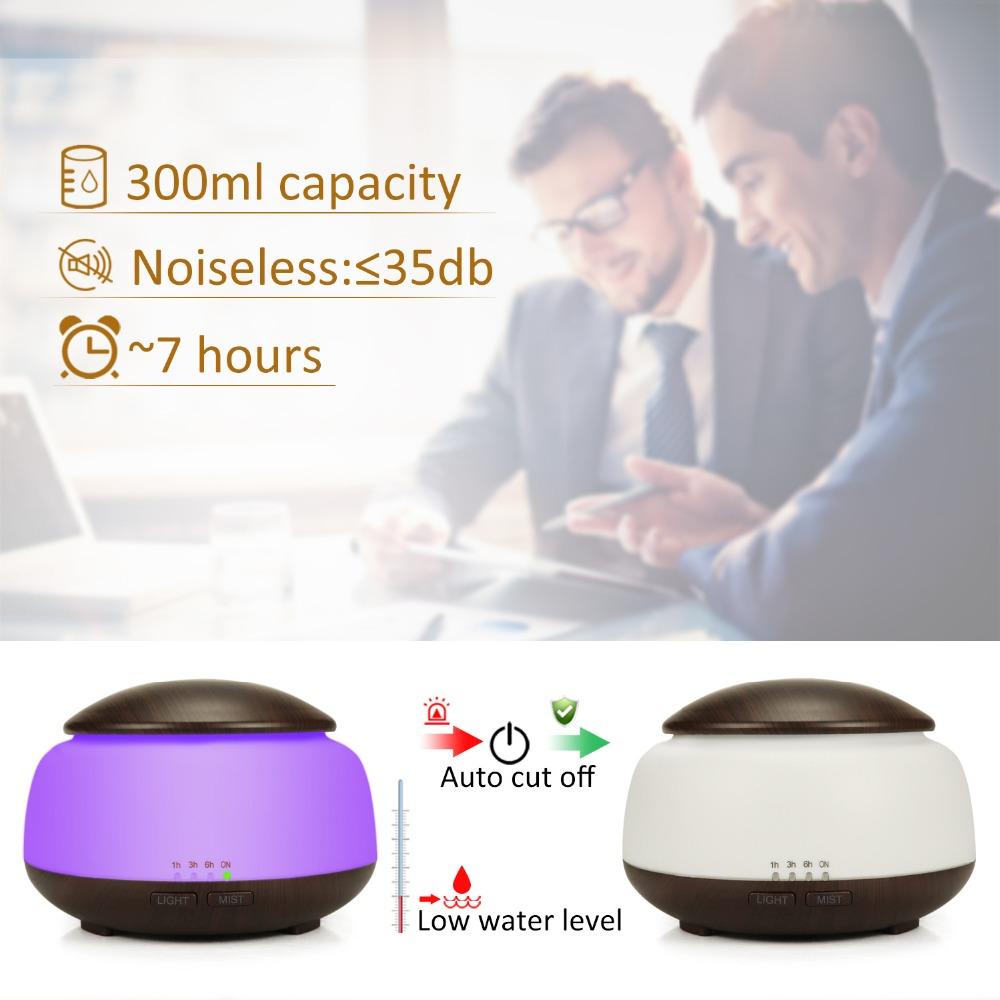 Увлажнитель воздуха с деревянным зерном, 300 мл, ультразвуковая лампа для ароматерапии, бытовой ультра-бесшумный диффузор эфирного масла с ароматом