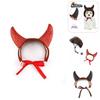 Stylish Dog And Cat Costume Set Featuring Horned Headband And Adorable Wig