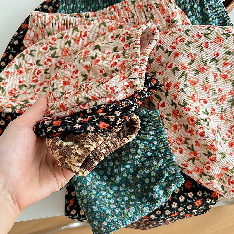 Детские брюки с цветочным принтом для девочек, свободные мягкие брюки, шаровары для малышей