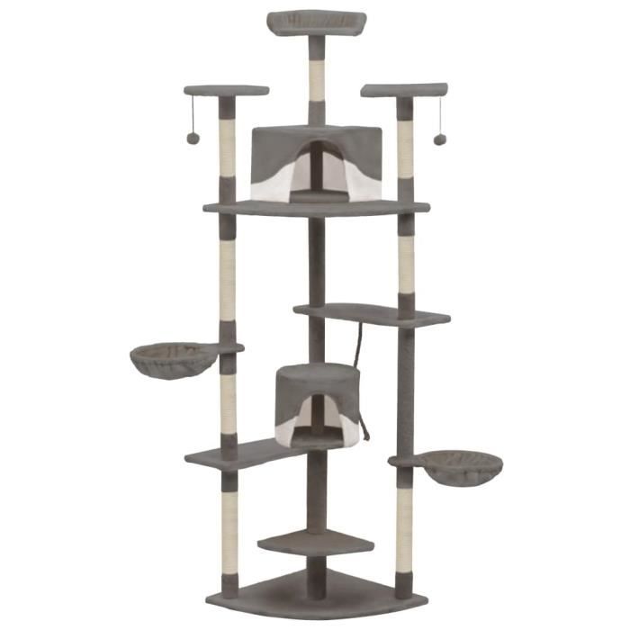 VidaXL Arbre à chat avec griffoirs en sisal 203 cm Gris et Blanc