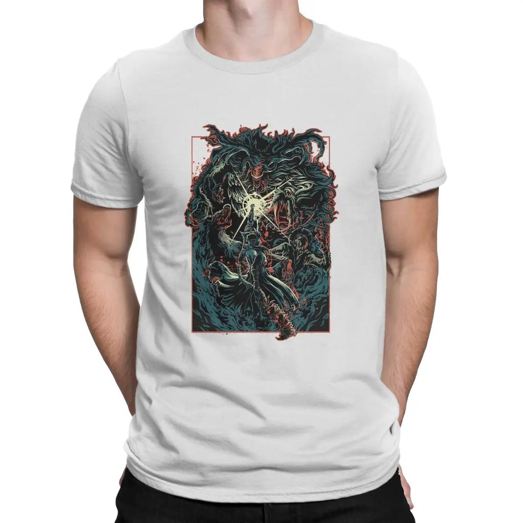 Игровые мужские футболки Bloody Monster DARK SOULS Смешная футболка с коротким рукавом и круглым вырезом Чистый хлопок Летняя одежда