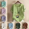 Women's Fashion Round Neck Short Sleeve T-shirt Casual Cotton Linen Graphic Shirt Leisure Loose Rabbit Prined Summer Blouse Tops