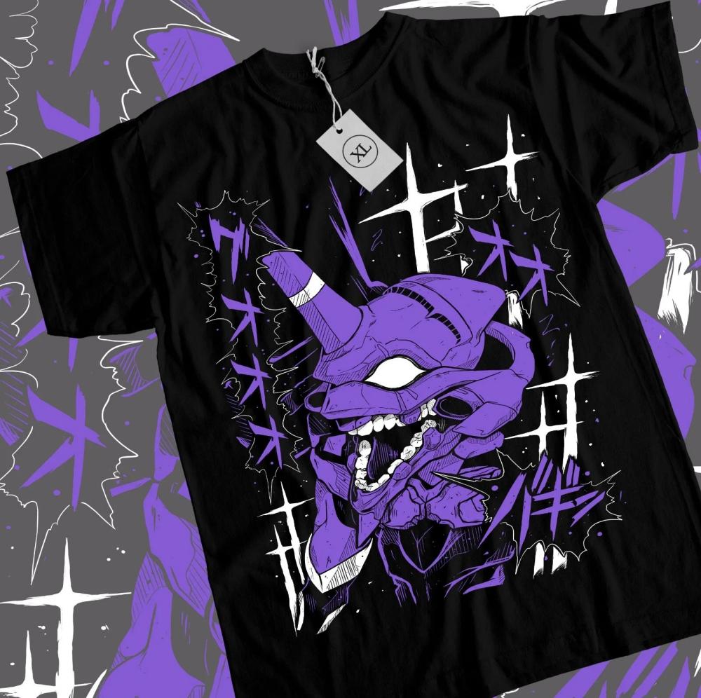 Летняя Новая Футболка Ева Единица 01 Футболка Neon Genesis Evangelion для Мужчин Женщин Японский Аниме Рубашка Унисекс Высококачественный Хлопок Топ с Коротким Рукавом