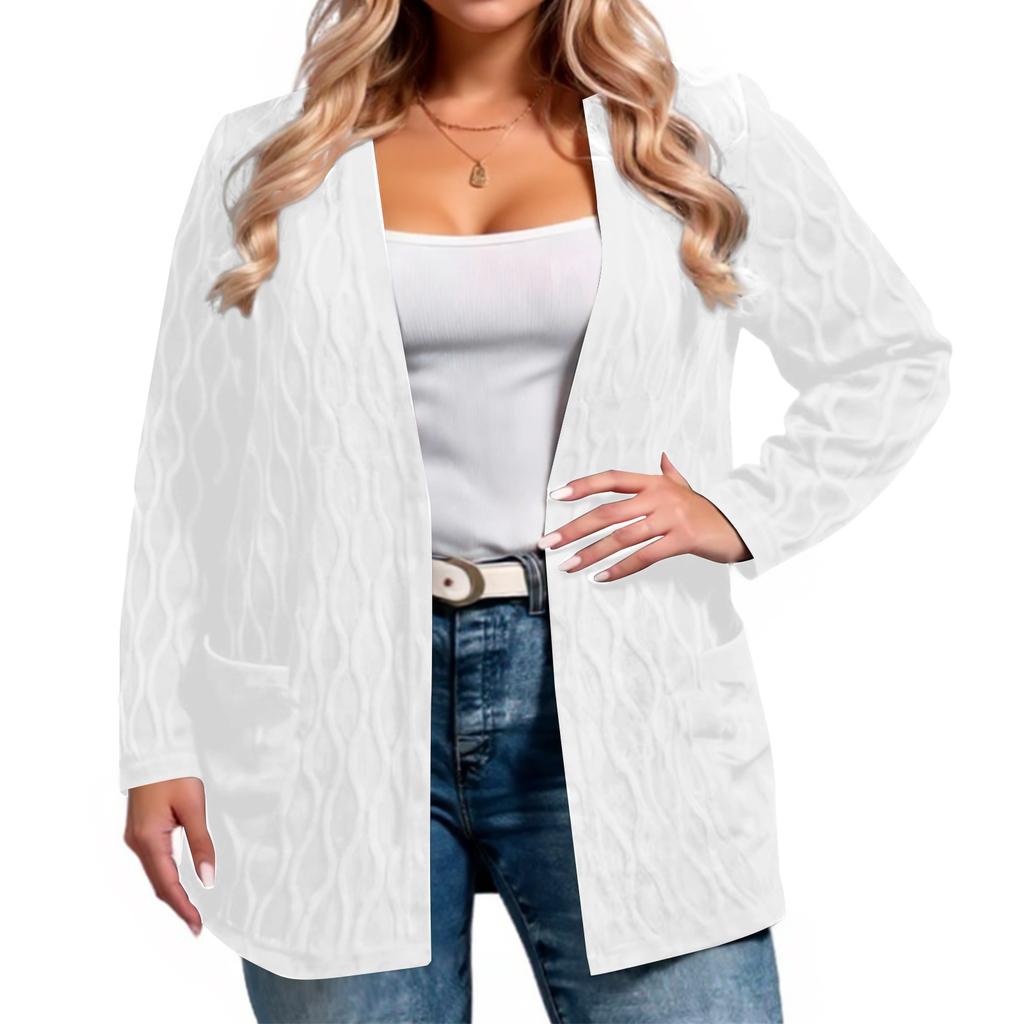 Women's Fashion Casual Plus Size Solid Color Long Sleeve Jacket