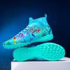 Men's High Top Football Boots Rubber Soft Sole Short Spikes Artificial Turf Leather Youth Children's Football Boots