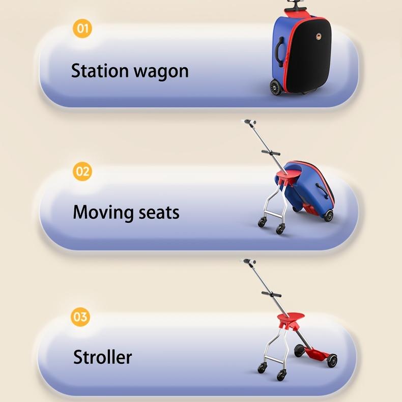3 в 1 детский чемодан для багажа, можно сидеть и ехать, симпатичный дорожный чемодан на колесиках с тормозом для ограждения, водонепроницаемый большой емкости детский чемодан