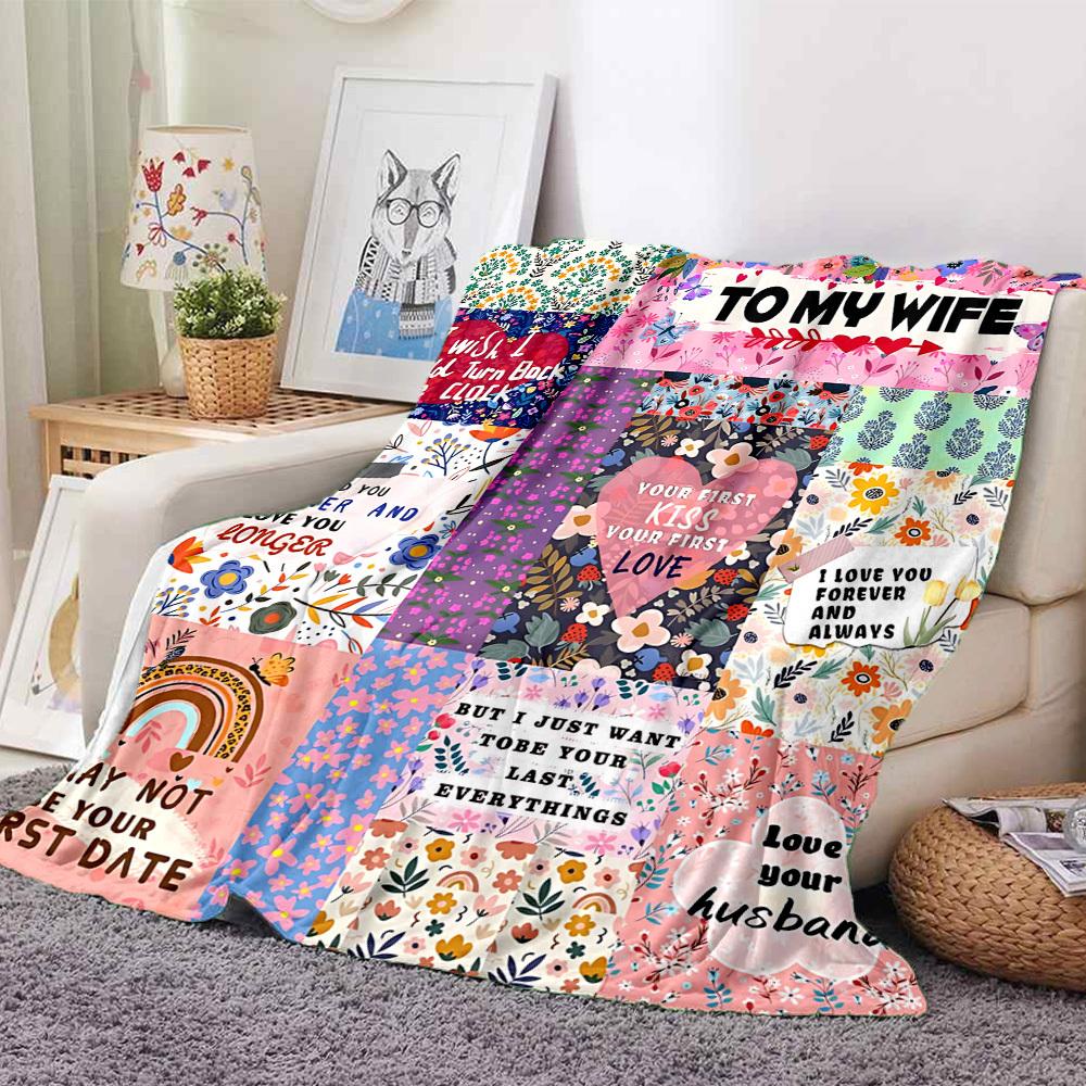 1pc Anniversary Romantic Love Blanket - Perfect Gift for Birthdays, Christmas & Halloween- Soft, Warm & Versatile yy250909151