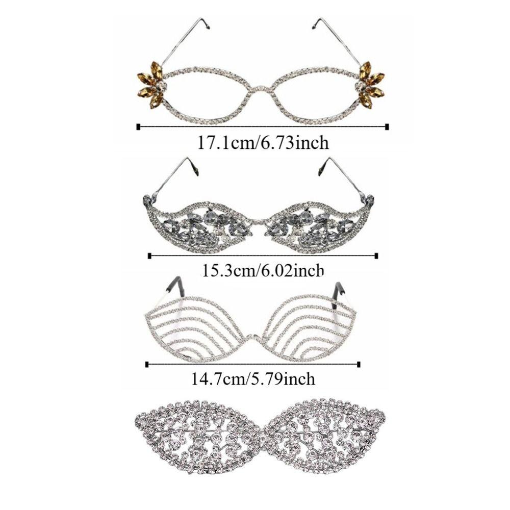 Vintage Rhinestone Eyeglass Frame Irregular Exaggerate Eyeglasses Face Eyewear Decoration  Gift