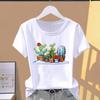 (Asian Size) Graphic Tee T Clothing Cactus Plant Trend Cute Sweet Casual Fashion Print Female Casual  Women's Top Lady Short Sleeve T-shirt
