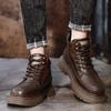 Fashion Casual Leather Men's Boots Fashionable Retro Design Style Leisure Business Party Outdoor Street Walking Thick Soled Office Shoes